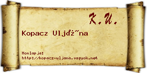 Kopacz Uljána névjegykártya